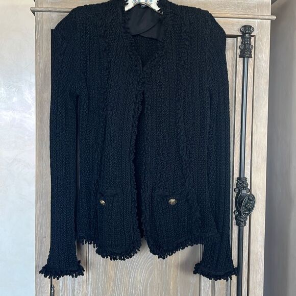 Intermix Ikaterina Fringe Knit Jacket black size 2 - Picture 6 of 16